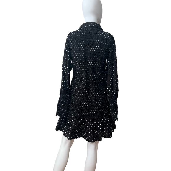 ASOS Design Black Polka Dot Cotton Maternity Shirred Button-Down Dress US 6 - Picture 5 of 15
